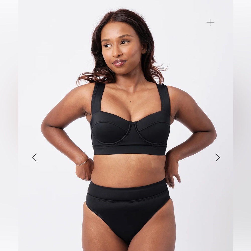 Une Piece, Original Bustier Balconette Bikini Bralette, Black, US 18